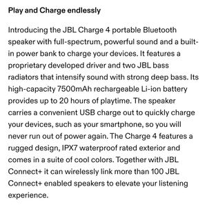 JBL Charge 4 Waterproof Portable Bluetooth Speaker