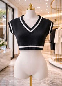 Stylish Black & White Sweater Vest