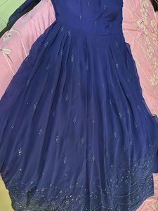 Elegant Blue Embroidered Dress