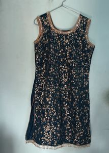 Women Sequinned Kurta With Sharara,Dupatta&amp;Sleeves