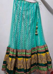 Teal Embellished Lehenga With Blouse And Dupatta