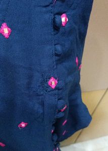 Heavy Flared Blue Embroidered Gown