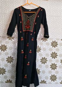 Solid Black Women Formal Kurti