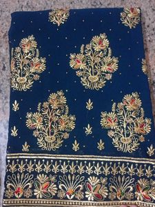 Elegant Blue Embroidered Suit