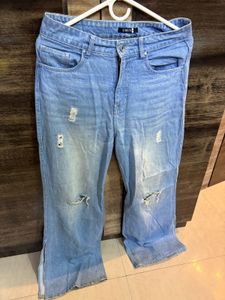 Street9 from myntra  Ripped Wide-Leg Jeans