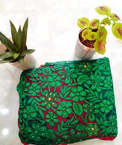 Embroidered Green Saree