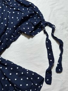 Polka Dot Tie Sleeve Top