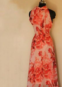 Floral High-Low Halter Dress