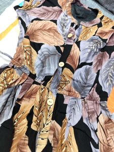 Vintage Leaf Print Midi Dress