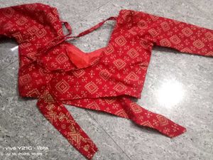 Red Printed Saree Blouse