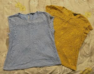 WESTSIDE Lace Tops - Blue & Mustard