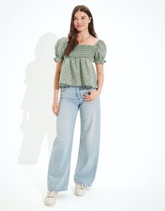 Floral Smocked Puff Sleeve Top