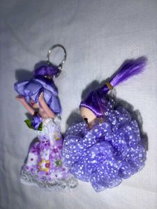 Purple Barbie Doll Keychain With Freebie