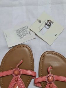 Combo-Coral Beaded Flip Flops With H.M Earning