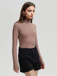 Elegant Taupe Turtleneck Bodysuit
