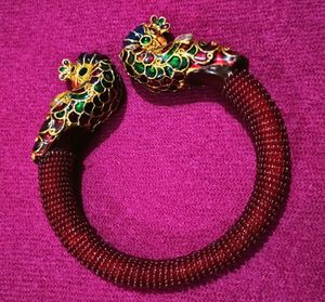 Meenakari Peacock Design Beaded Zircon Bangles