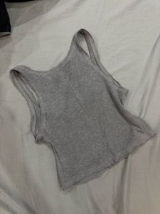 Newme grey ribbed crop top