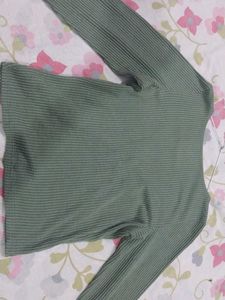 Hollister California Crop Olive Green Ribbed Top