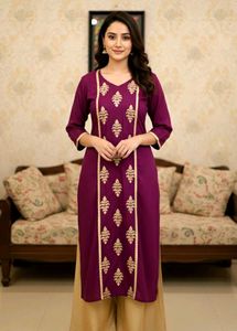 Purple Embroidery Kurti