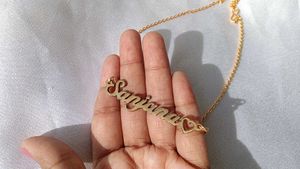 Custom &#39;Sanjana&#39; name necklace with heart detail