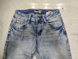 Embroided Blue Denim Pants