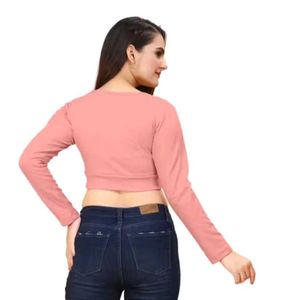 Pink Long Sleeve Crop Top