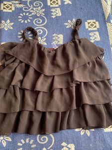 Brown Ruffle Top