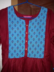 Burgundy Cotton Blend Kurti