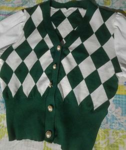 Argyle Knit Top with Blouse
