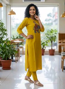 Elegant Yellow Kurta Set,2 piece set