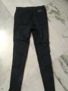 High Waisted Black Jeans with White Stripe