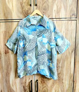 Grey Printed Shirt Size-44