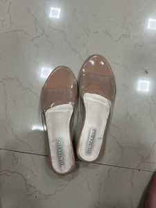 Nude Clear Block Heel Mules