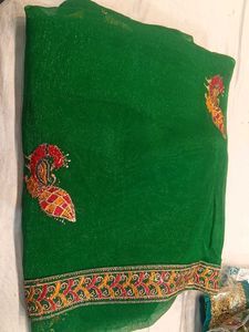 Green Embellished Saree