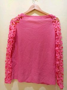 Wool Top / Net Design Sleeves