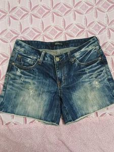 Dazzled Top And Denim Shorts Combo
