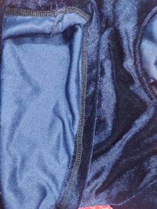 Navy Blue Velvet Full Sleeves Top