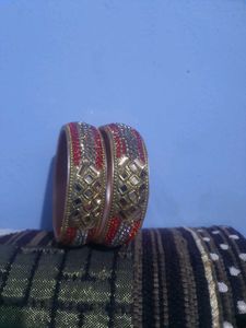 Gold Tone Jewelry Set | Earrings, Tikka &amp; 2 Bangle