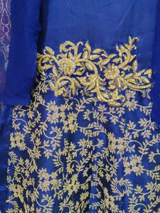 Blue &amp; Gold Embellished Dress