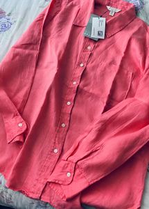 Coral Linen Button Down