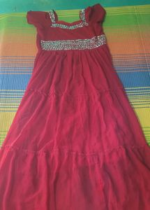 Elegant Brown Mirror Work Gown – XXL Size