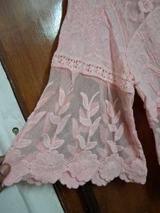 Pink Lace Peplum Top