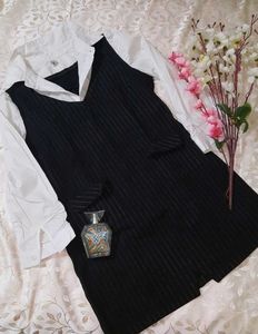 Chic Korean Pinstripe Dress