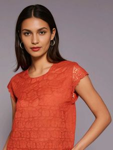 Korean Coral Net Top With satin Inner