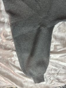 Gray Ribbed Knit Sweater