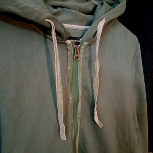 Green Cropped Zip-Up Hoodie