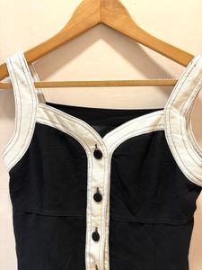 Black &amp; White Contrast Stitch Dress