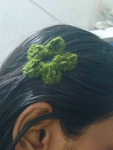 Olive Green Crochet Flower Hair Tie