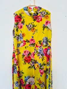 Yellow Floral Print Maxi Dress