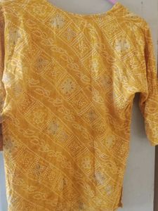 Yellow Printed Kurta